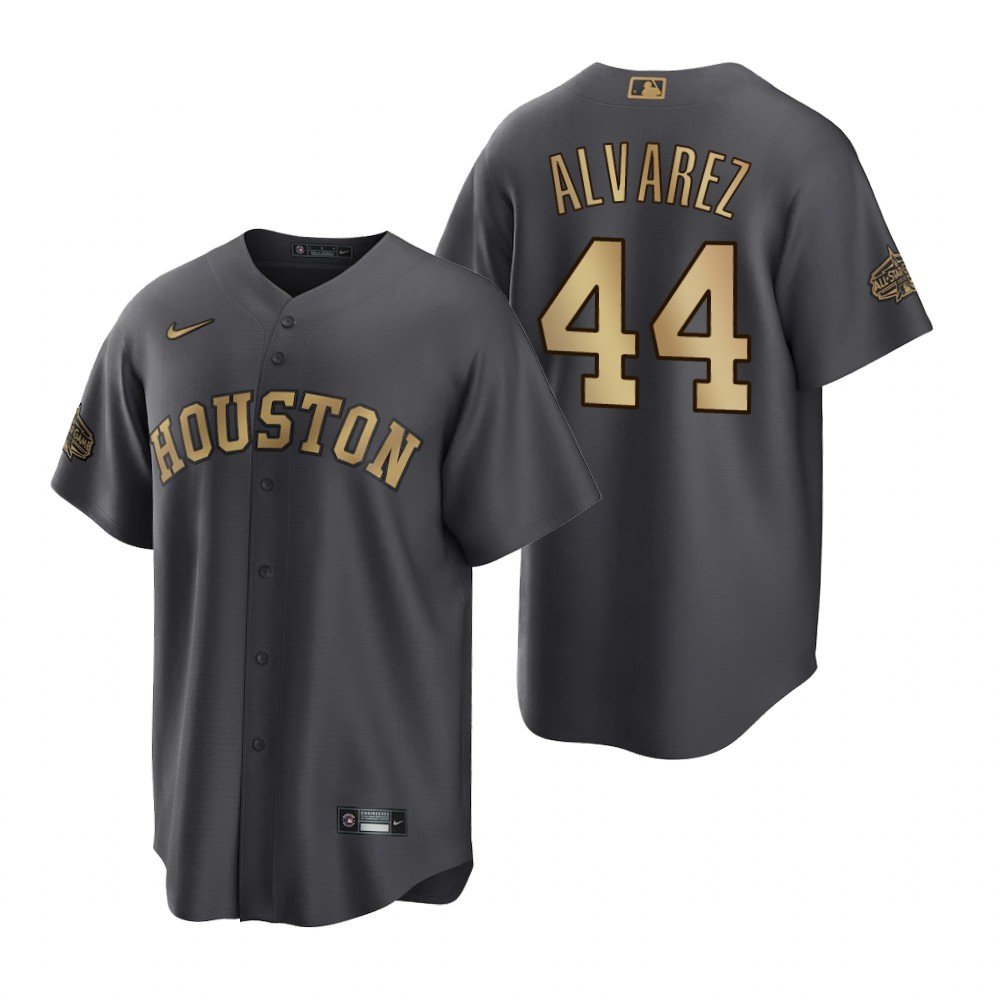 Men's Houston Astros #44 Yordan Alvarez 2022 All-Star Charcoal Cool Base Stitched Baseball Jersey